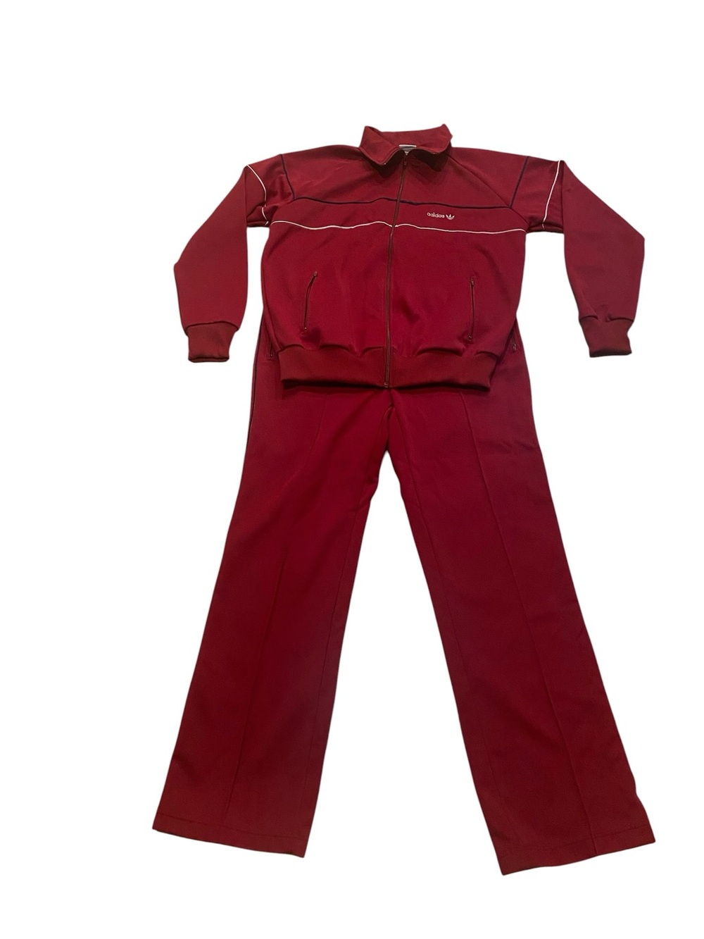 Adidas Men’s Vintage Maroon Trefoil Taiwan Y2K Track Suit 70s 80s Size L - Picture 2 of 15